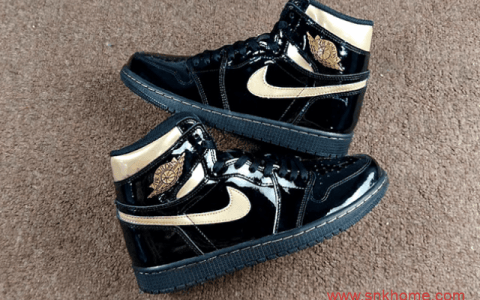 黑金漆皮质感超强 Air Jordan 1 High OG AJ漆皮黑金高帮发售日期 货号：555088-032