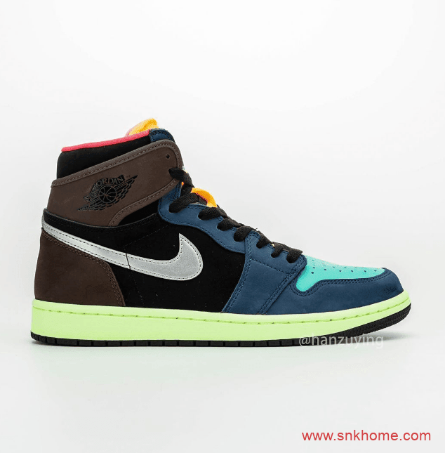 AJ1高帮调色盘 Air Jordan 1 “Bio Hack” AJ1棕黑蓝绿拼接配色发售日期 货号:555555-201