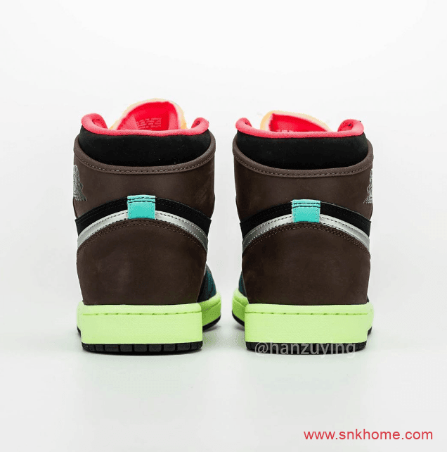 AJ1高帮调色盘 Air Jordan 1 “Bio Hack” AJ1棕黑蓝绿拼接配色发售日期 货号:555555-201