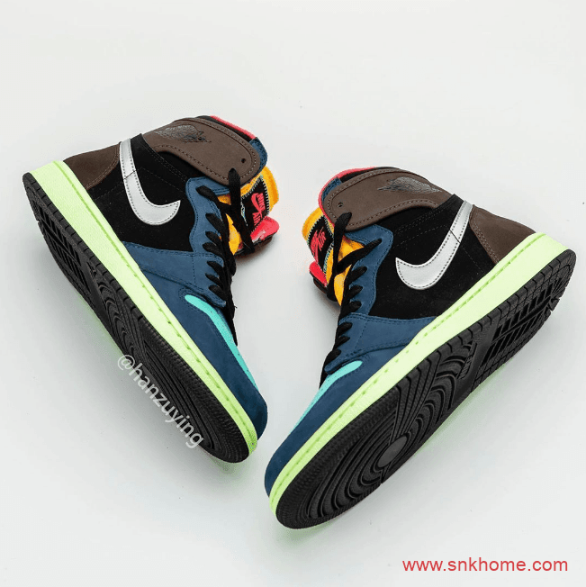 AJ1高帮调色盘 Air Jordan 1 “Bio Hack” AJ1棕黑蓝绿拼接配色发售日期 货号:555555-201