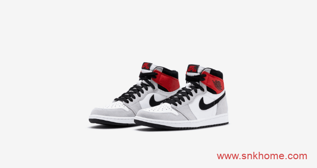 高帮AJ1灰白红麂皮 Air Jordan 1 “Light Smoke Grey” AJ1“小 Union”发售日期 货号:555088-126