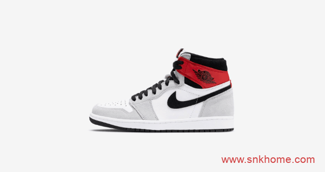 高帮AJ1灰白红麂皮 Air Jordan 1 “Light Smoke Grey” AJ1“小 Union”发售日期 货号:555088-126