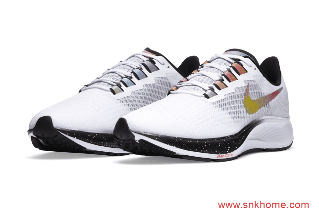 Nike Pegasus 37 耐克登月飞马37代白色鞋面黑色多彩泼墨点缀官图