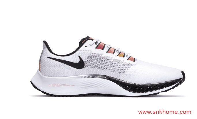 Nike Pegasus 37 耐克登月飞马37代白色鞋面黑色多彩泼墨点缀官图