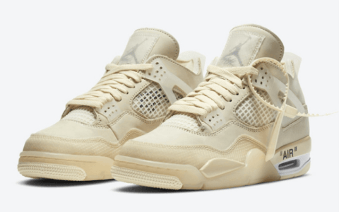 AJ4OW联名款米白OFF-WHITE x Air Jordan 4 SP WMNS “Sail”官图释出发售日期 货号：CV9388-100