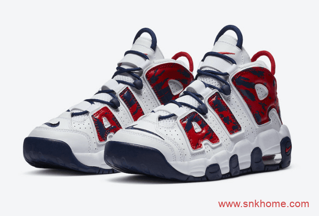 美国队配色大皮蓬篮球鞋 Nike Air More Uptempo GS新配色实物图曝光 货号:CZ7885-100