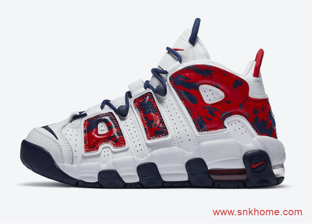 美国队配色大皮蓬篮球鞋 Nike Air More Uptempo GS新配色实物图曝光 货号:CZ7885-100