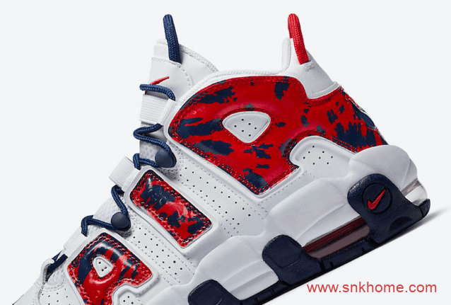 美国队配色大皮蓬篮球鞋 Nike Air More Uptempo GS新配色实物图曝光 货号:CZ7885-100