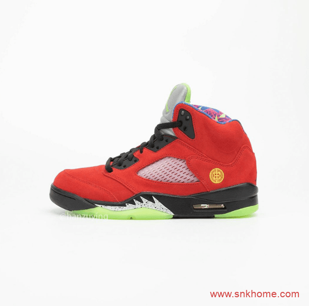 AJ5融合8双人齐配色 Air Jordan 5 “What The” AJ5红黄鸳鸯鞋发售日期 货号:CZ5725-700