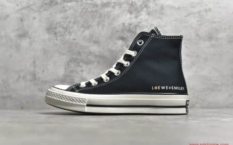 匡威笑脸黑色高帮 SMILEY x CONVERSE 1970S 匡威1970S黑色高帮联名款 货号：169086C