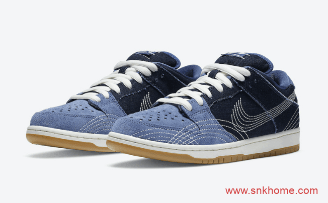 耐克Dunk单宁翻毛皮车线LOGO Nike SB Dunk Low PRM “Sashiko”规格太高发售日期 货号:CV0316-400