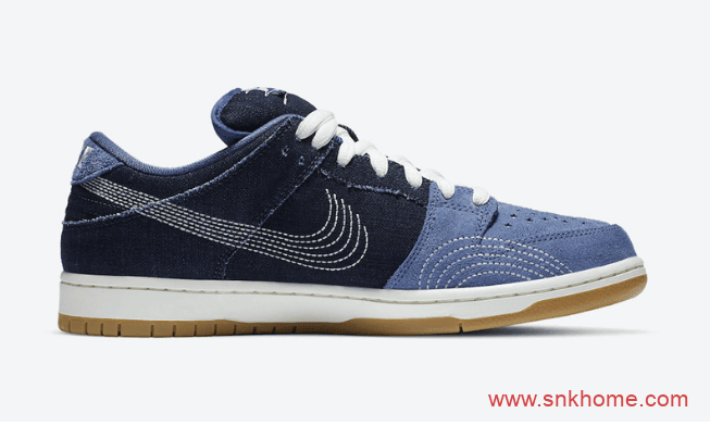 耐克Dunk单宁翻毛皮车线LOGO Nike SB Dunk Low PRM “Sashiko”规格太高发售日期 货号:CV0316-400