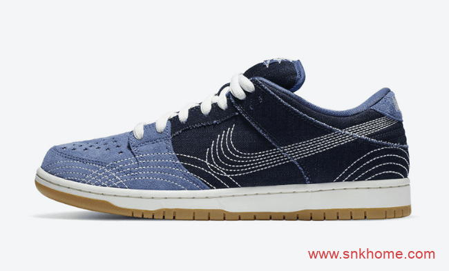耐克Dunk单宁翻毛皮车线LOGO Nike SB Dunk Low PRM “Sashiko”规格太高发售日期 货号:CV0316-400