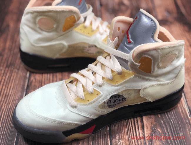 AJ5三十周年限定 AJ5OW联名款 OFF-WHITE x Air Jordan 5 “Sail”实物图曝光 货号:DH8565-100
