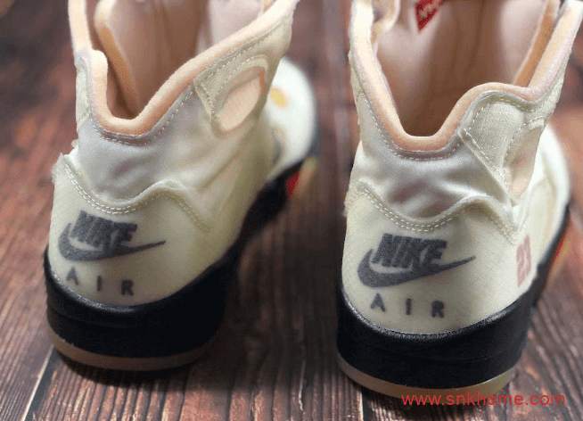 AJ5三十周年限定 AJ5OW联名款 OFF-WHITE x Air Jordan 5 “Sail”实物图曝光 货号:DH8565-100