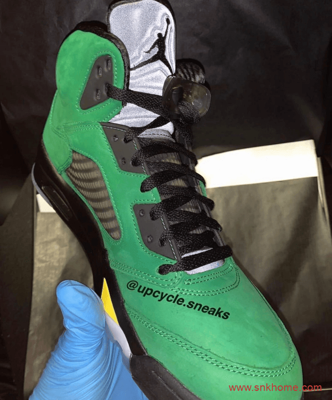 俄勒冈 AJ5即将发售 Air Jordan 5 SE “Oregon” AJ5绿黑色球鞋俄勒冈实物图 货号:CK6631-307