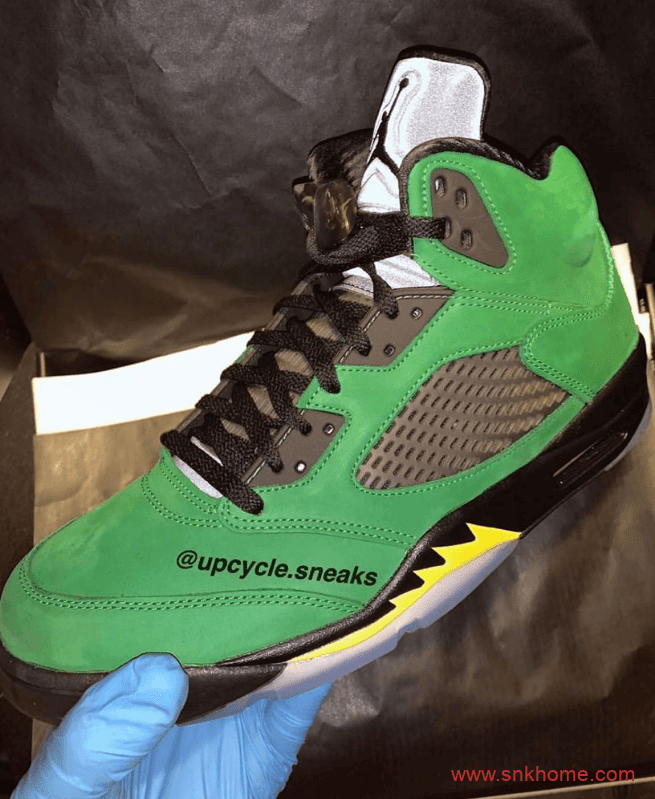 俄勒冈 AJ5即将发售 Air Jordan 5 SE “Oregon” AJ5绿黑色球鞋俄勒冈实物图 货号:CK6631-307
