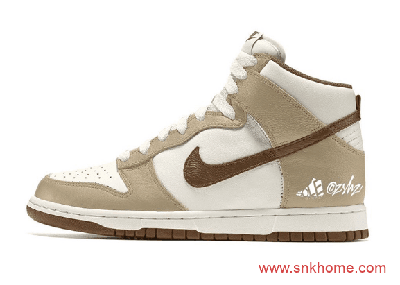 Nike Dunk High Premium “Light Chocolate” 耐克Dunk淡咖啡麂皮高帮渲染图 货号：DH5348-100‬