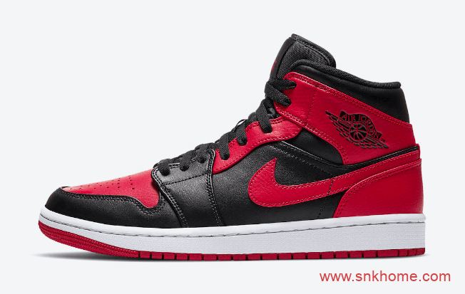 AJ1小禁穿中帮来袭 Air Jordan 1 Mid “Bred” 黑红脚趾中帮AJ1禁穿正品复刻 货号:554724-074