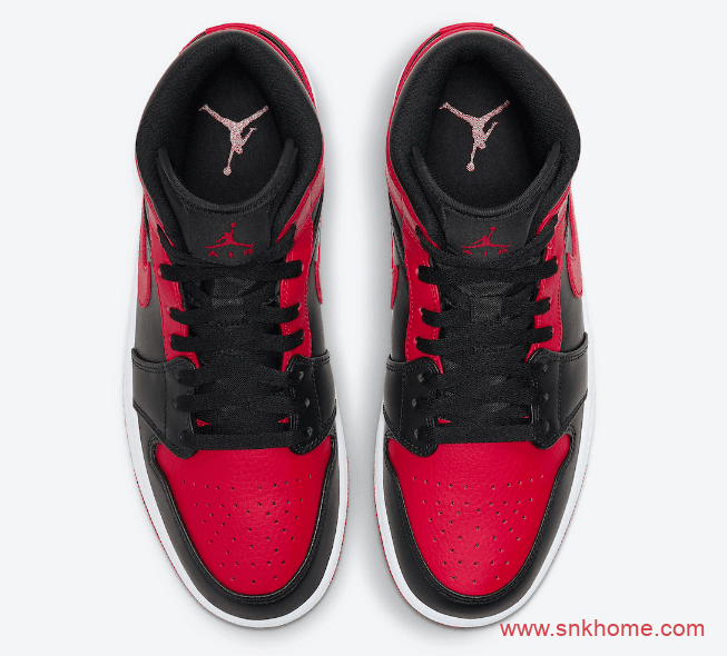 AJ1小禁穿中帮来袭 Air Jordan 1 Mid “Bred” 黑红脚趾中帮AJ1禁穿正品复刻 货号:554724-074