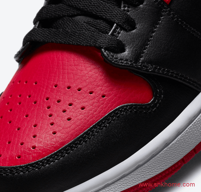 AJ1小禁穿中帮来袭 Air Jordan 1 Mid “Bred” 黑红脚趾中帮AJ1禁穿正品复刻 货号:554724-074