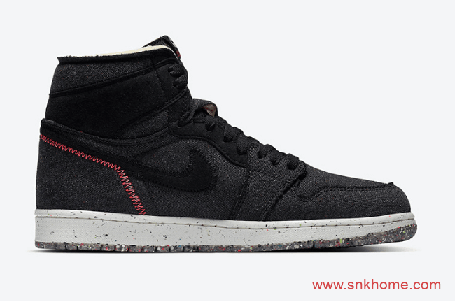 可回收材料打造AJ1黑色ZOOM AJ1垃圾鞋 Air Jordan 1 High Zoom “Crater”发售日期 货号：CW2414-001