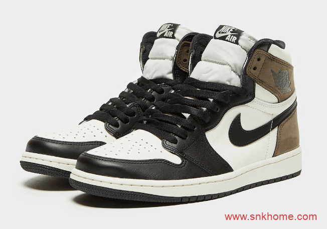 AJ1小倒钩即将登场 Air Jordan 1 High OG “Dark Mocha” AJ1白黑棕色高帮 货号:555088-105