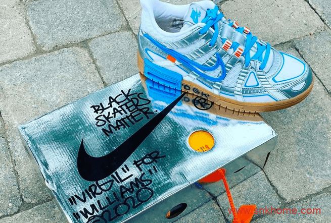 耐克Dunk OW联名滑板鞋 OFF-WHITE x Nike Air Rubber Dunk 黑绿 黑黄 海军蓝三个配色 货号:CU6015-700