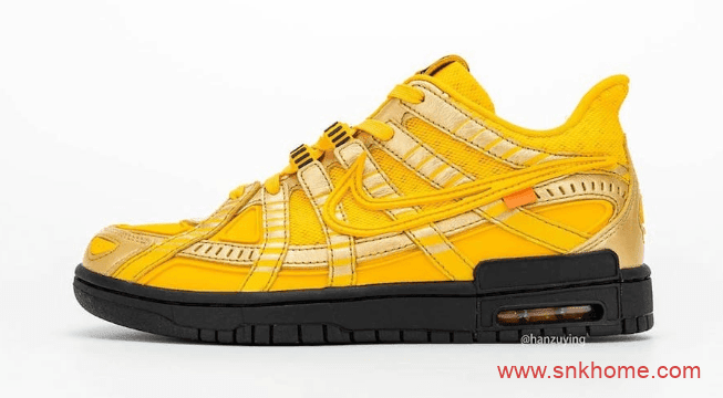 耐克Dunk OW联名滑板鞋 OFF-WHITE x Nike Air Rubber Dunk 黑绿 黑黄 海军蓝三个配色 货号:CU6015-700