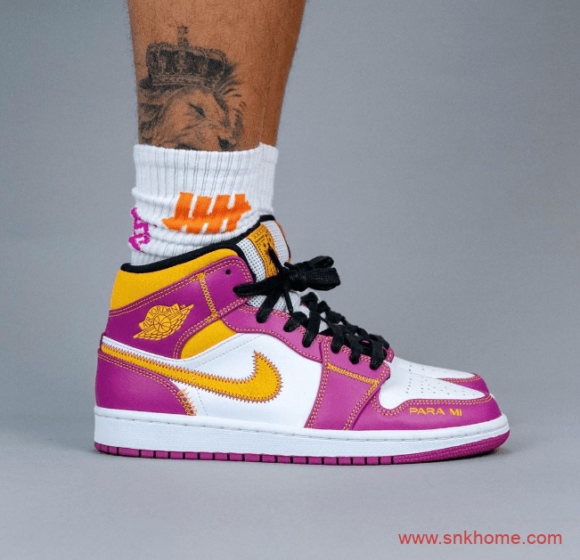 AJ1中帮亡灵节细节满满 Air Jordan 1 Mid "para mi familia" 白粉墨西哥亡灵节AJ1发售日期 货号:DC1426-100