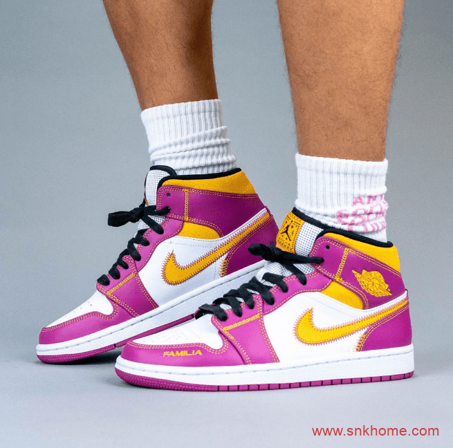 AJ1中帮亡灵节细节满满 Air Jordan 1 Mid "para mi familia" 白粉墨西哥亡灵节AJ1发售日期 货号:DC1426-100