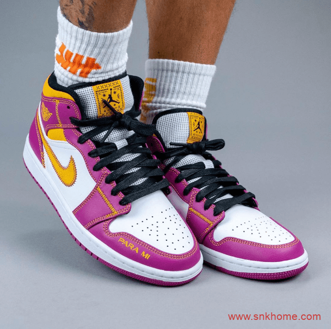 AJ1中帮亡灵节细节满满 Air Jordan 1 Mid "para mi familia" 白粉墨西哥亡灵节AJ1发售日期 货号:DC1426-100
