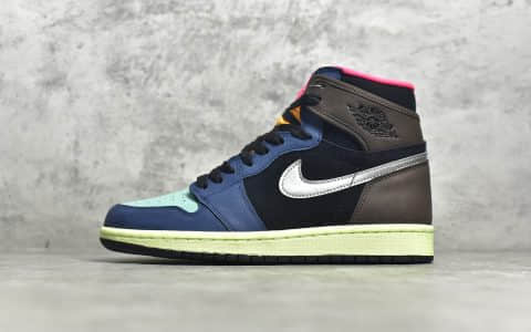 AJ1彩色拼接高帮 Air Jordan 1 High OG “Bio Hack” AJ1高帮麂皮顶级复刻 货号：555088-201