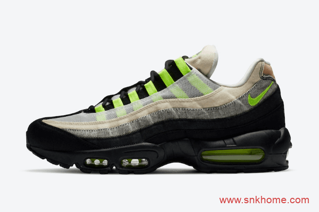 耐克DENHAM联名款气垫黑绿色跑鞋 DENHAM x Nike Air Max 95发售日期 货号:CU1644-001