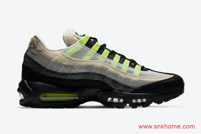 耐克DENHAM联名款气垫黑绿色跑鞋 DENHAM x Nike Air Max 95发售日期 货号:CU1644-001