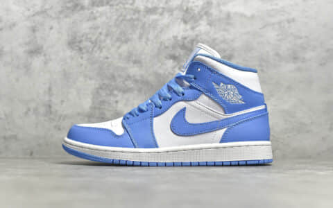 Air Jordan 1 MiD 纯原版本AJ1北卡蓝 AJ1白蓝中帮莆田工厂实拍图 货号：554724-106