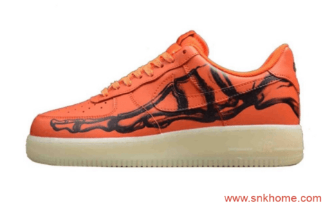 耐克空军万圣节限定Nike Air Force 1 Skeleton “Brilliant Orange” 空军X光透视骨骼效果 货号：CU8067-800