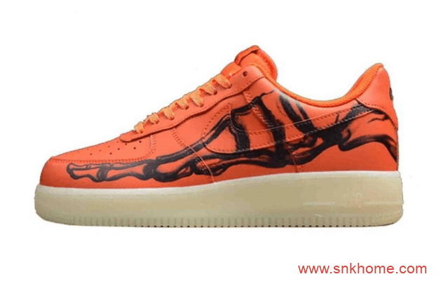 耐克空军万圣节限定Nike Air Force 1 Skeleton “Brilliant Orange” 空军X光透视骨骼效果 货号：CU8067-800