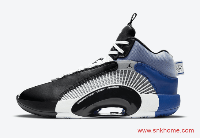 藤原浩AJ35联名官图 Fragment Design x Air Jordan 35 闪电AJ最新联名白黑蓝球鞋 货号:DA2371-10