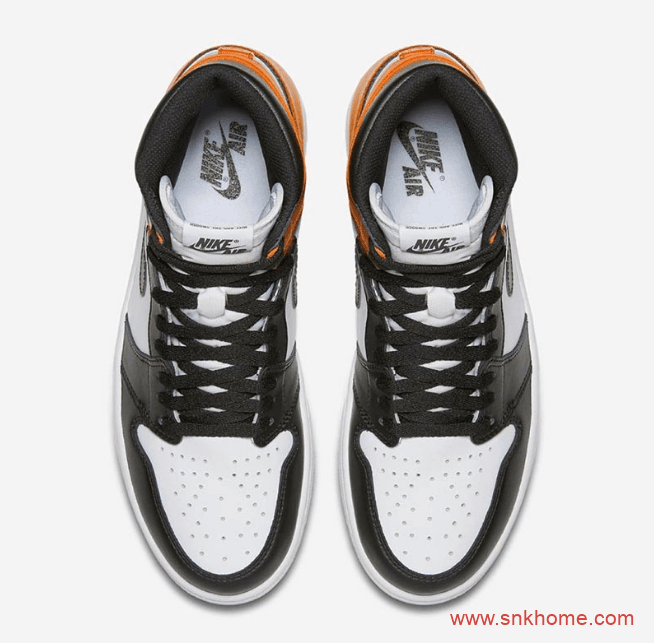 AJ1黑脚趾高帮黑橙配色 Air Jordan 1 High OG 扣碎黑脚趾 AJ1黑橙扣碎高帮发售日期 货号:555088-180