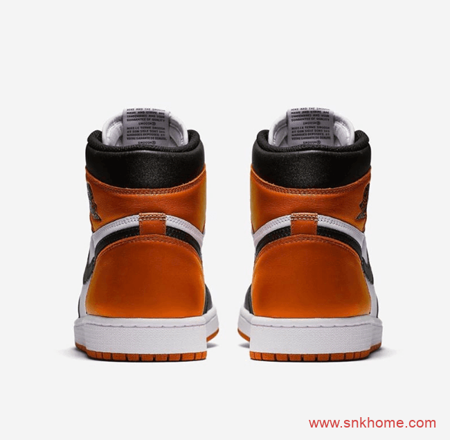 AJ1黑脚趾高帮黑橙配色 Air Jordan 1 High OG 扣碎黑脚趾 AJ1黑橙扣碎高帮发售日期 货号:555088-180
