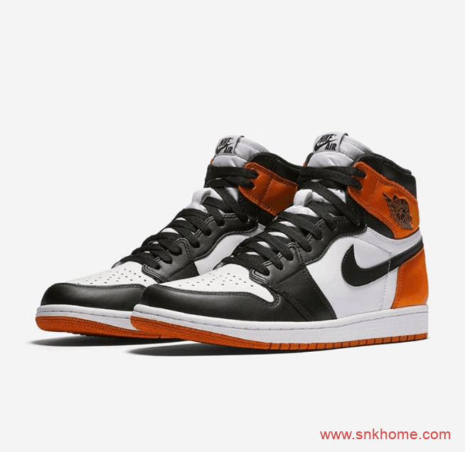 AJ1黑脚趾高帮黑橙配色 Air Jordan 1 High OG 扣碎黑脚趾 AJ1黑橙扣碎高帮发售日期 货号:555088-180