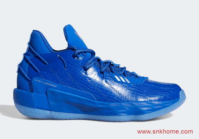阿迪达斯利拉德7代战靴 adidas DAME 7 GCA 利拉德鳄鱼纹皮质蓝色球鞋发售日期 货号:FY2807
