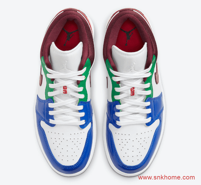 AJ1糖果漆皮低帮 Air Jordan 1 Low AJ1白蓝红拼接低帮发售日期 货号:DB5455-100