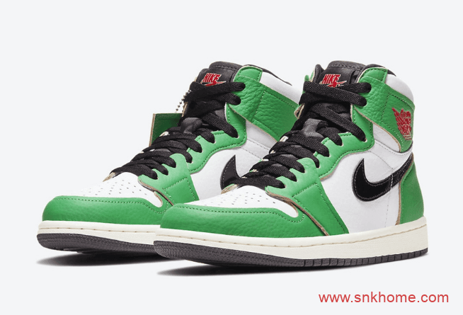 耐克AJ1喜力高帮 Air Jordan 1 High OG WMNS “Lucky Green” AJ1白绿高帮荔枝皮 货号:DB4612-300