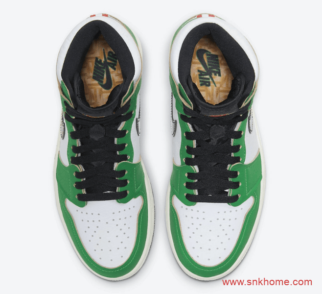 耐克AJ1喜力高帮 Air Jordan 1 High OG WMNS “Lucky Green” AJ1白绿高帮荔枝皮 货号:DB4612-300