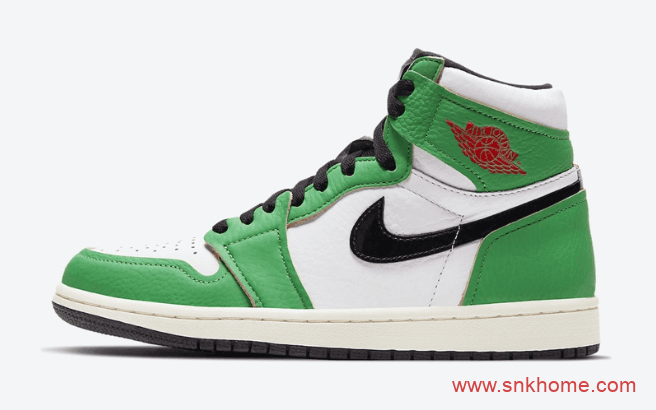 耐克AJ1喜力高帮 Air Jordan 1 High OG WMNS “Lucky Green” AJ1白绿高帮荔枝皮 货号:DB4612-300