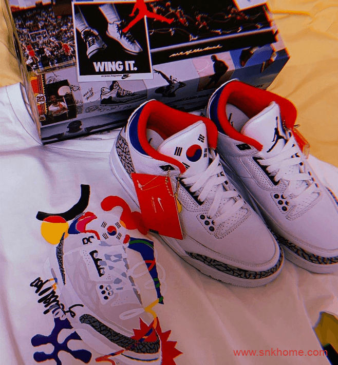 AJ3首尔限定韩国主题 Air Jordan 3 “Seoul” AJ3爆裂纹AJ3白蓝发售日期 货号:AV8370-100