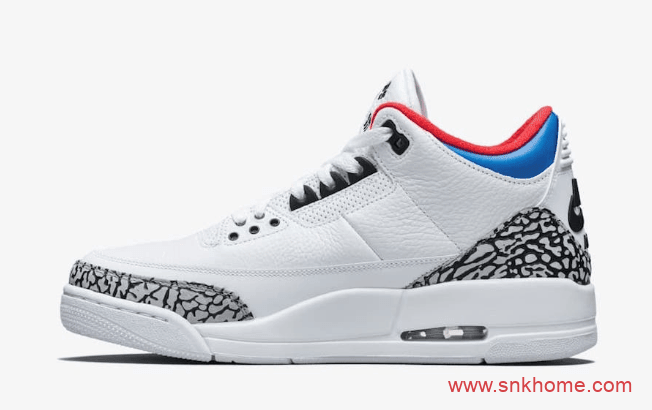 AJ3首尔限定韩国主题 Air Jordan 3 “Seoul” AJ3爆裂纹AJ3白蓝发售日期 货号:AV8370-100