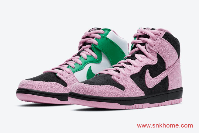 耐克Dunk粉绿翻毛皮鸳鸯 Nike SB Dunk High “Invert Celtics” 耐克Dunk麂皮反光新款 货号:CU7349-001